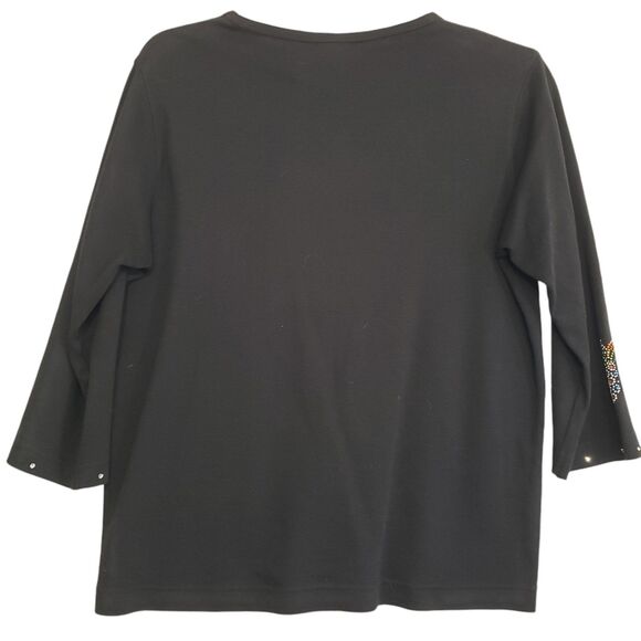 Las Olas Women's Small Blouse with Beautiful, Colorful Decor and 3/4 Sleeves - Picture 2 of 10